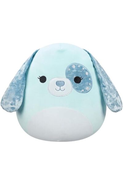 Squishmallows دمية كلب مخملية متوسطة الحجم بطول 12 بوصة بلون أزرق فاتح مع آذا...
