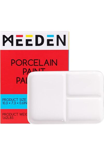 MEEDEN Porcelain Artistic Painting Palette, 3-Hole Ceramic Watercolor Palette...