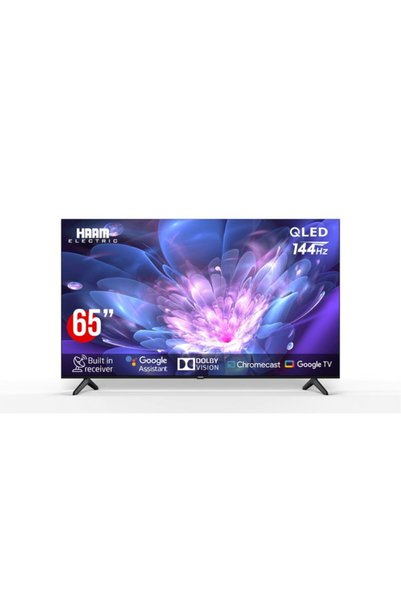 HAAM شاشة تلفزيون 65 بوصة، دقة 4K UHD، تلفزيون ذكي بنظام جوجل، تقنية QLED، مع...