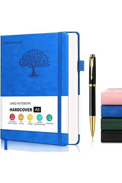 DoubleCare 300 Pages Hardcover Notebook, A5 Leather Thick College Ruled Journ...