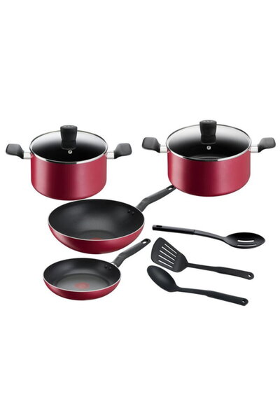 TEFAL طقم أواني طهي، 9 قطع، غير لاصقة، أحمر - B460S984