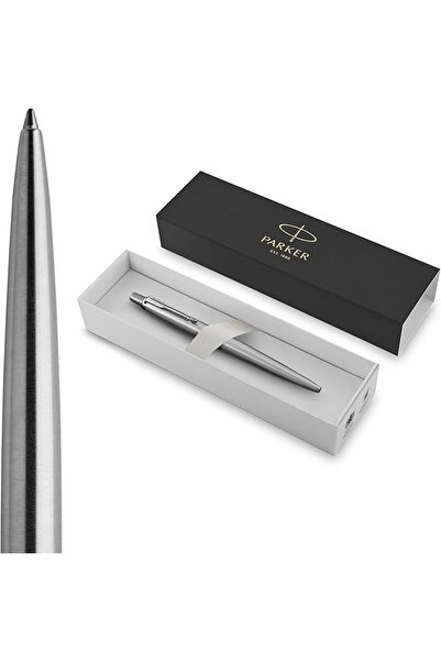Parker قلم حبر جاف 1953170، من الفولاذ المقاوم للصدأ مع حواف من الكروم، حبر أ...