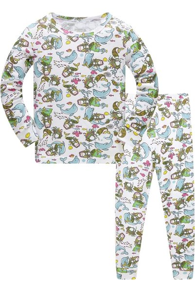 GENERAL Girls Pyjamas Sets Children Pajamas Cotton Long Sleeve PJs 2-Piece Sl...