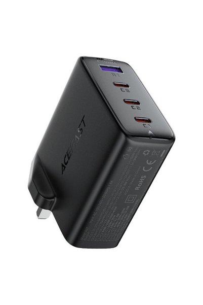 Acefast Wall Charger, 100W, 4 Ports, 3 USB-C Ports + 1 USB-A Port, Black - A97