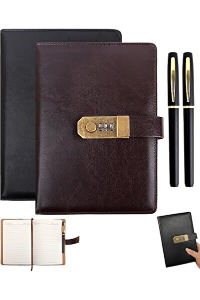 GENERAL Diary Notebook with Lock, A5 Lockable Pu Leather Journal with Pen, Pa...