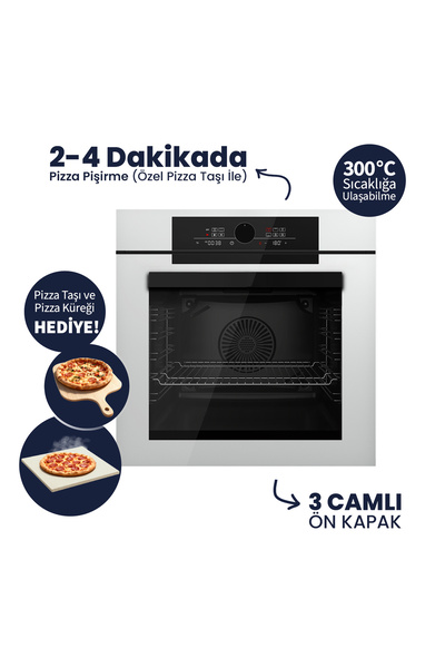 Ferre QEP65CB PİZZART&FRYART BEYAZ ANKASTRE FIRIN - Pizza Taşı & Küreği Hediye