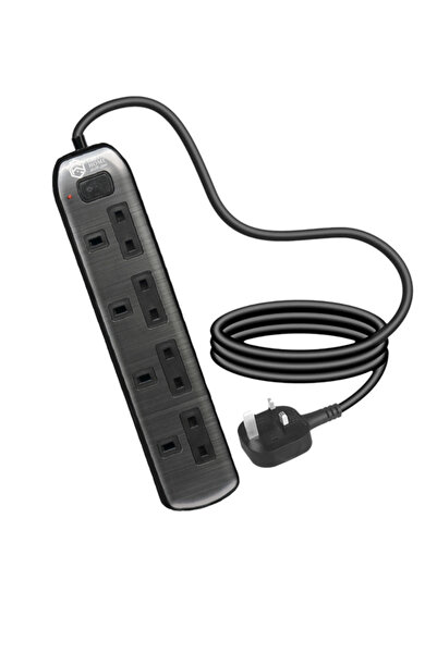 Green Home طقم من قطعتين، أسلاك تمديد، 4 مقابس، 3 أمتار، أسود - Promo-GH-CE4S-3M