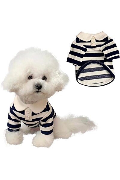 GENERAL Dog Shirt Collared Summer Polo Pet T - Striped Collar T-Shirt for Sma...