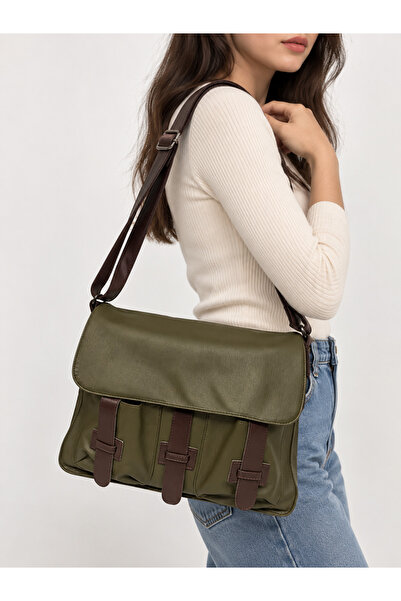 Solo Bag Women's Khaki Brown Leather Casual Soft Leather Zippered Belted Cros...