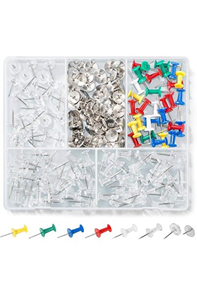 Yelajoy 180-Piece 4-Style Push Pin Set with 5-Compartment Organizer Box, Dura...