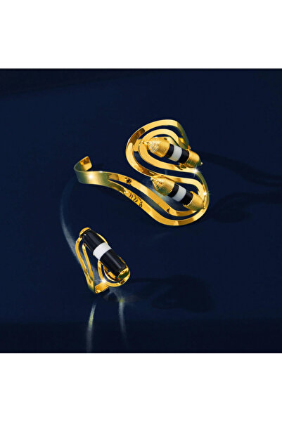 Generic Luxury 18K Gold Plated Bracelet and Ring Fashion Jewelry Set for Women
