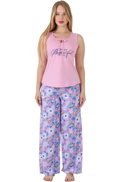 ZECOTEX Women's Cotton Pajama Set | Embroidered Sleeveless Top & Floral Print...