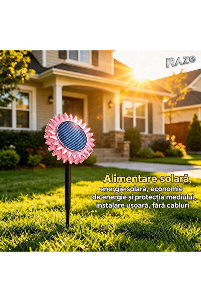 Razo Lampă solară LED floarea-soarelui 2 în 1, IP65, pentru perete și sol, lu...
