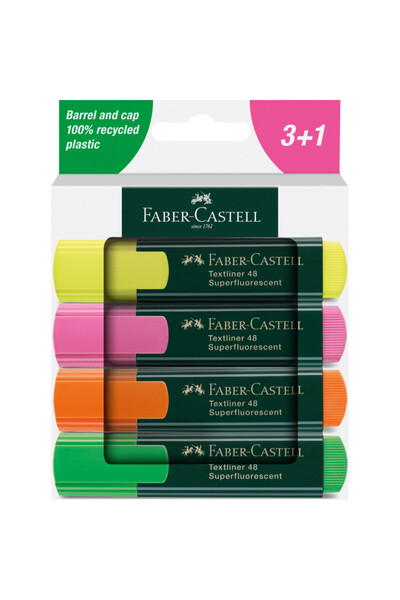 Faber Castell Water-based highlighter set, 3 writing thicknesses, 4 colors