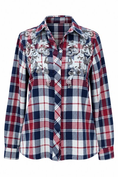 Özge Özgenç Plaid Shirt with Embroidered Front and Robe