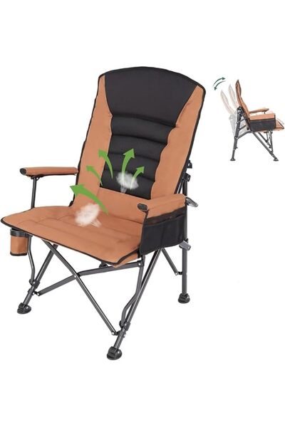 GENERAL Folding Camping Chair, Oversize, Heavy Duty, Padded Chair with Cup Ho...