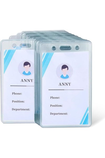 Amazon basics Clear Name ID Badge Holder - Vertical (Pack of 50)