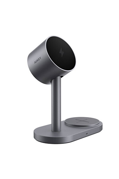 AUKEY MagFusion 2-in-1 Wireless Charging Station, 25W, Gray - LC-MC213-GY