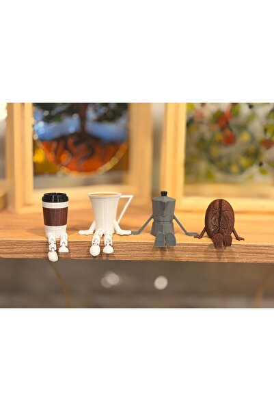BilgeYaşam 3D Kahve Köşesi Mini Biblo Seti- 4’lü