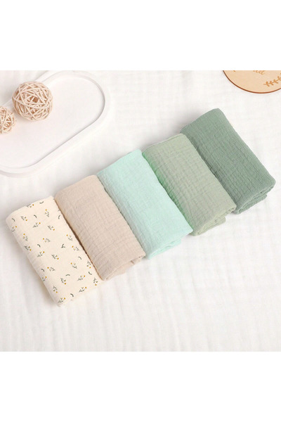 Choice One Size Green Series 5PCS Soft & Breathable 4-Layer Gauze Baby Burp C...