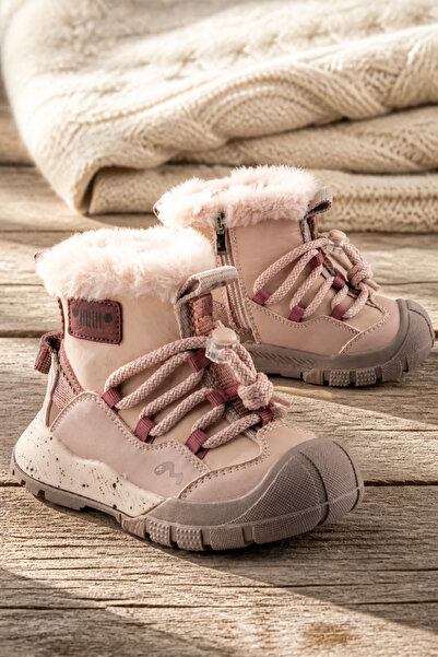 ByCukurovaFrango Anatomical Zippered Lace-Up Girls' Pink Casual Boots Shoes
