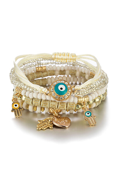 Choice 2 6Pcs/set Bohemian Evil Eye Bracelet Set For Women Fatima Hand Heart ...