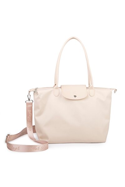 Nas Bag Women's Lightweight 3-Compartment Large Size Hand and Shoulder Bag Sand