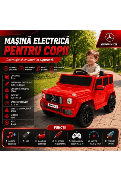 kidoo Mașină Electrică pentru Copii Tip SUV 4x4 Premium, Design Inspirat Merc...