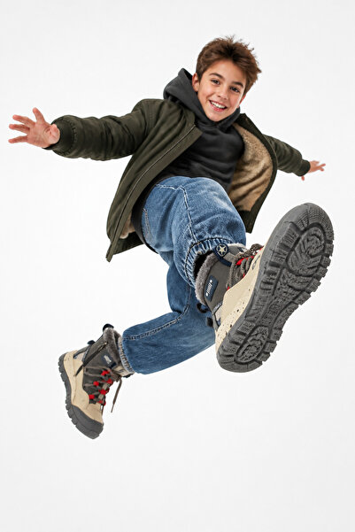 ByCukurovaFrango Anatomical Zippered Lace-Up Boys' Gray Casual Boots Shoes