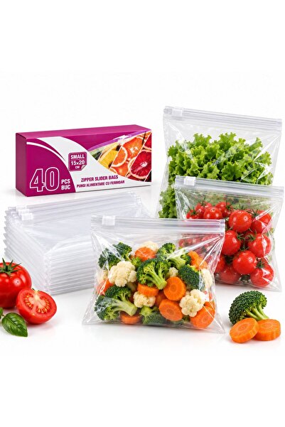 JML Grocery Bags 40/set, with Zippered 15x20cm, Transparent 1L