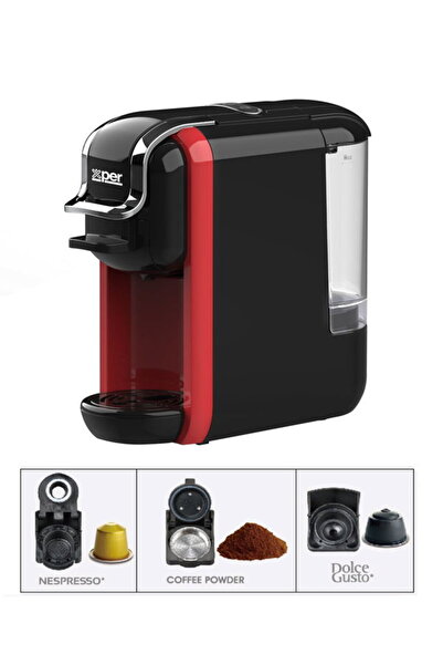 X PER Xper Coffee Maker for Capsules and Coffee Beans 1450W 19 Bar Red XPC-90R