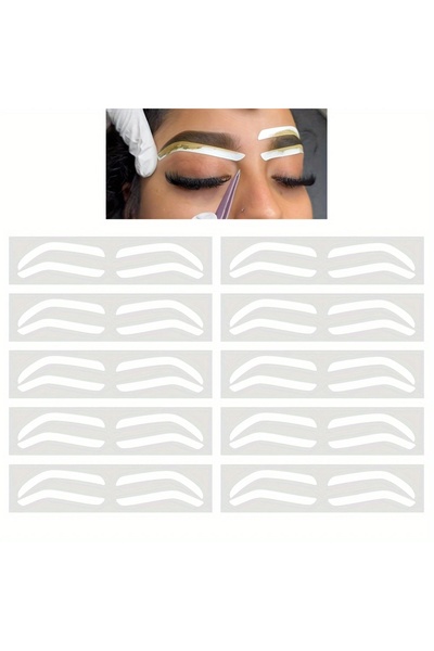 Choice SILVER 10 Pairs 3 Styles Disposable Adhesive Eyebrow Stencil Stickers ...