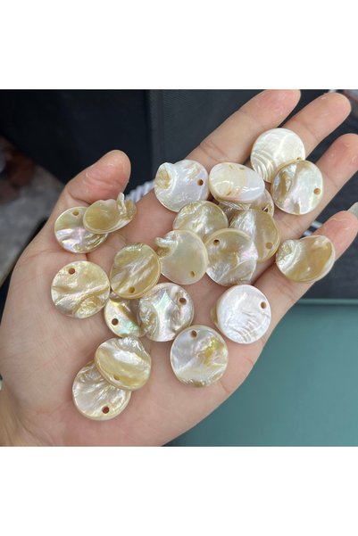 Choice 20mm-10pcs A 20mm Natural Shell Beads Round Semi-Finished Through-Hole...