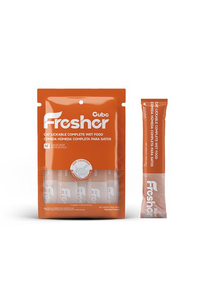 Cube Fresher Cat Lickable Complete Wet Food for All Life Stages, Chicken Reci...