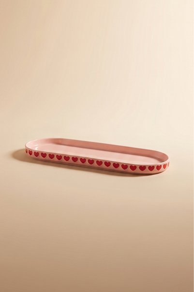 Karaca Sweetheart Kalp Detaylı Kayık Tabak Pembe 12 cm