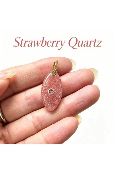 Choice Strawberry Quartz 1pc Natural Stone Pendant Amethyst Tiger Eye Oval Wa...