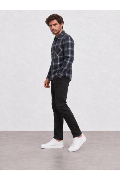 TENA Men's Indigo Single Pocket Buttoned Regular Shirt