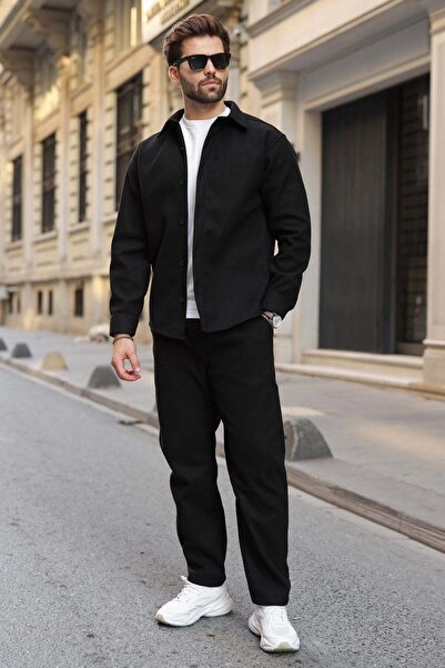 Madmext Black Buttoned Men's Shirt and Trousers Two-Piece Set E7377
