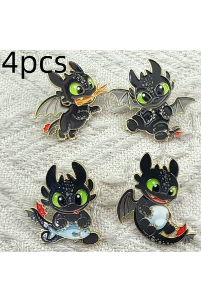 Choice Light Yellow Color 4pcs Cute Cartoon Animal Enamel Pin Movie Brooch Fu...