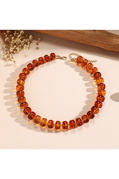 Choice amber Bohemia Vintage Acrylic Abacus Beads Necklace for Women Geometri...