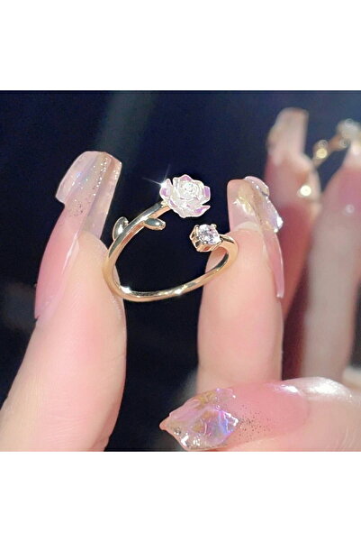 RINHOO FRIENDSHIP resizable RI23Y0174 Luxury Zircon Flower Opening Rings for ...