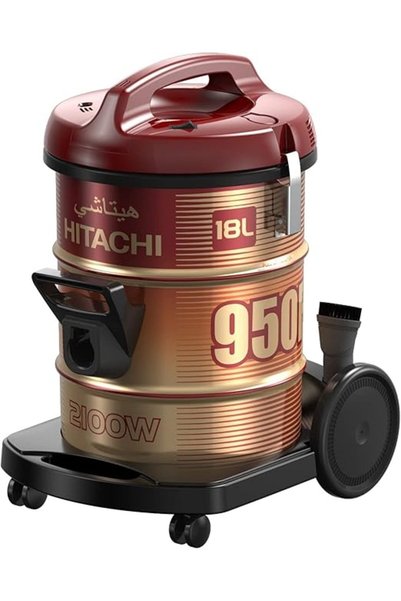 HITACHI مكنسة كهربائية أسطوانية، سعة 18 لتر، 2100 واط، لون أحمر - CV-950HWR