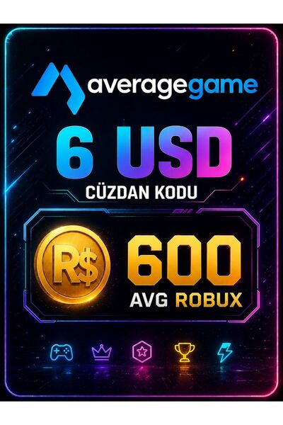 average 6 USD Cüzdan Kodu - 600 AVG Robux