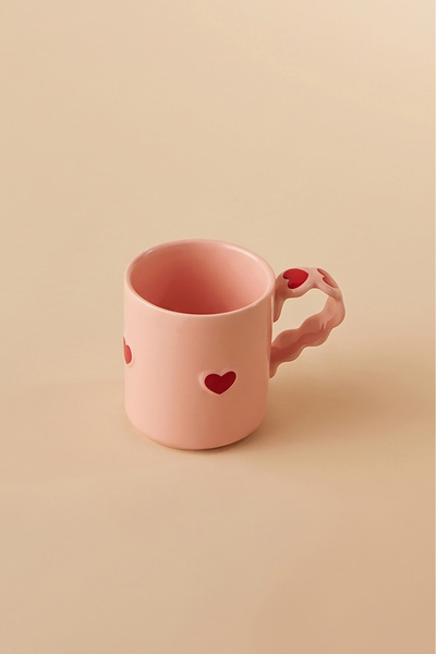 Karaca Sweetheart Kalp Detaylı Kupa Pembe 480 ml