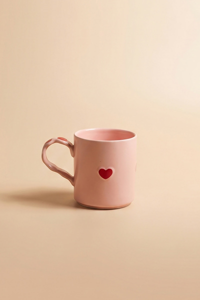 Karaca Sweetheart Kalp Detaylı Kupa Pembe 480 ml