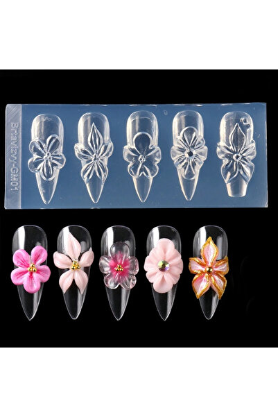 Choice GM01 3D Flower Silicone Nail Mold Lily & Hibiscus Petals Carving Templ...
