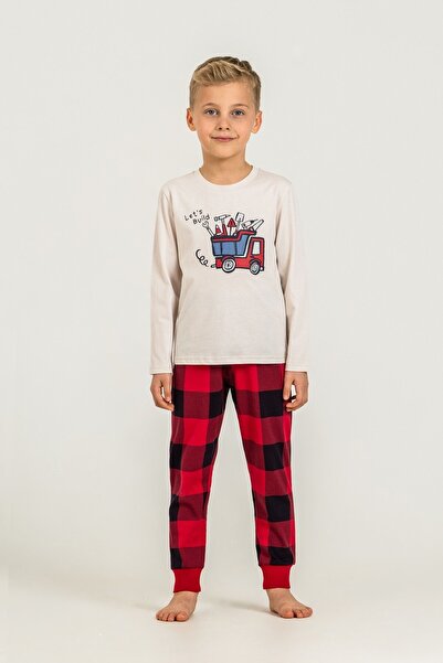 Rolypoly Boy's Long Sleeve 100% Cotton Pajama Set Stone