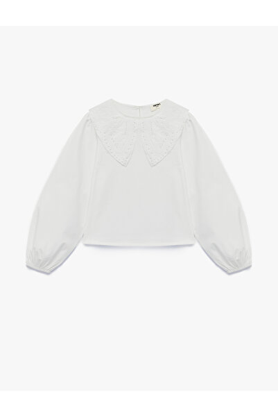 Koton Pearl Embellished Cotton Collar Detailed Poplin Blouse
