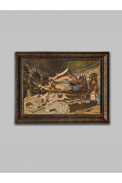 WoodyArts Kutsal Kaya Kudüs Bronz Eskitme Çerçeveli Dekoratif Salon Duvar Tab...