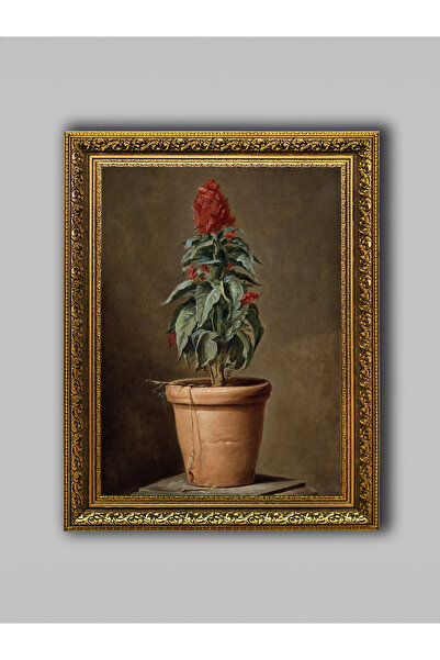 WoodyArts Plant in a Pot with Gold Antique Frame Decorative Living Room Wall ...